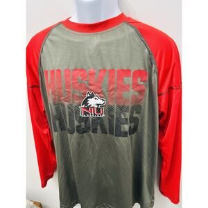 NIU Huskies Long Sleeve Performance Shirt Men’s Large Red Gray Athletic Top
